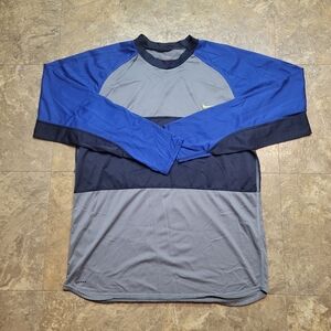 Nike Running Gym Shirt Mens Medium M Gray Long Sleeve Made In USA Crew Neck